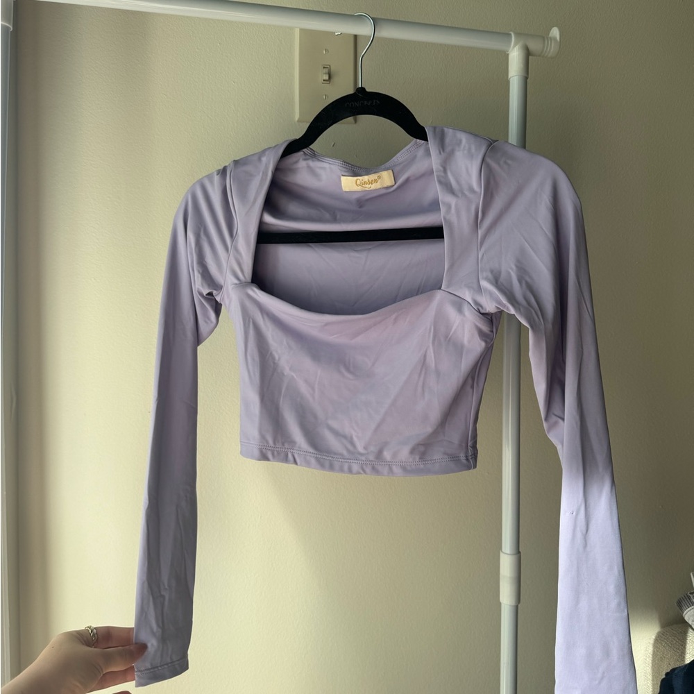 Lavender Long Sleeve Crop Top